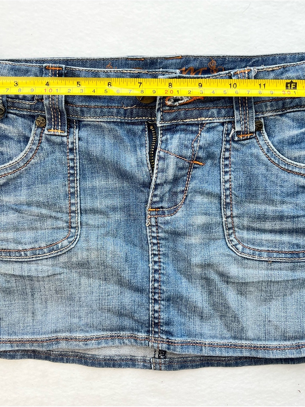 Papaya Y2K Denim Mini Skirt Light Wash Blue 5 Pocket Size S - Picture 7 of 7